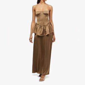 WeWoreWhat Strapless Corset Peplum Maxi Dress